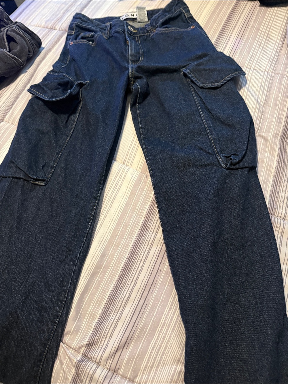 Dark Indigo Cargo Wide-Leg Jeans for Women